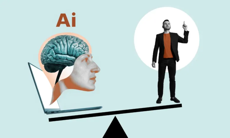 AI vs Human: A balanced comparison of artificial intelligence and human intellect.
