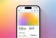 Apple Card interface displayed on an iPhone screen showing balance and payment details.