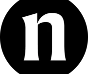 White lowercase 'n' in a gothic font against a black square background.