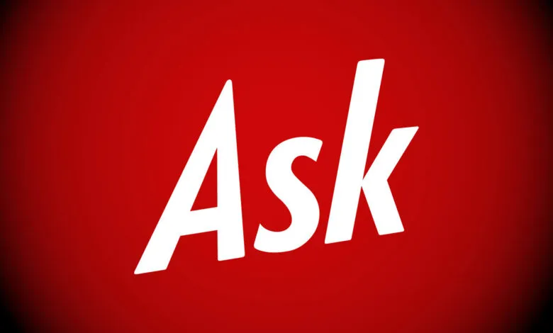 Ask.com logo with white text on a red background.