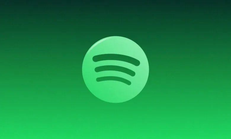 Spotify logo on a green gradient background.