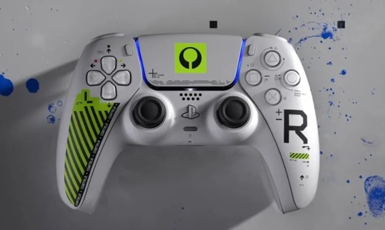 Custom PlayStation 5 DualSense controller with Bungie logo and unique design.