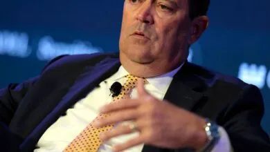 Chuck Robbins, CEO of Cisco, speaking at a conference.