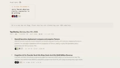 Digg AI interface showing top stories, highlights, and clustering progress.
