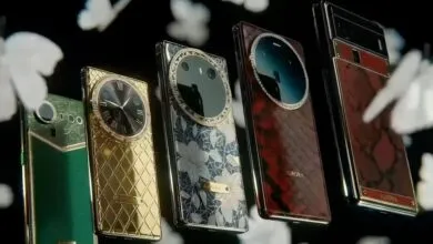 Five luxury smartphones with unique designs and butterfly accents.
