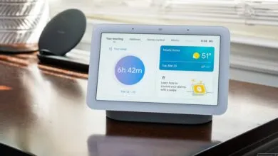 Google Nest Hub displaying sleep data and weather information.