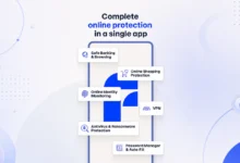 Online protection app features: safe banking, identity monitoring, VPN, and more.