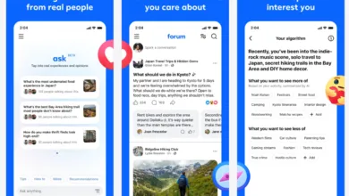 Screenshots of the Forum app showing different features and conversations.