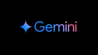 Gemini logo with a gradient star and text on a black background.