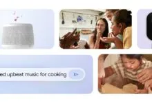 Smart home devices and family activities displayed in a modern collage.