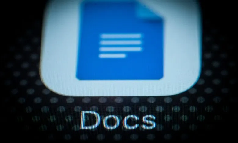 Close-up of the Google Docs app icon on a screen.