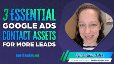 Google Ads contact assets graphic featuring Jyll Saskin Gales, Google Ads Coach.