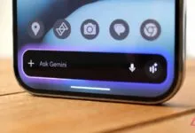 Smartphone screen showing 'Ask Gemini' prompt with app icons above.