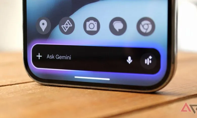 Smartphone screen showing 'Ask Gemini' prompt with app icons above.