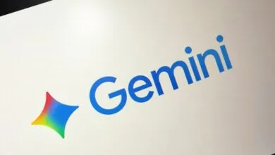 Google Gemini logo with a colorful star and blue text on a white background.
