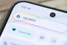 Close-up of a smartphone screen displaying the Google Home app interface.