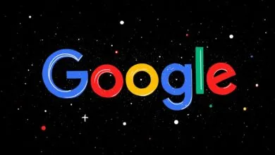 Google logo in space with colorful stars and a black background.