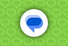Google Messages logo on a green speech bubble background.
