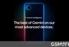 Gemini Intelligence on a phone with a glowing blue outline.