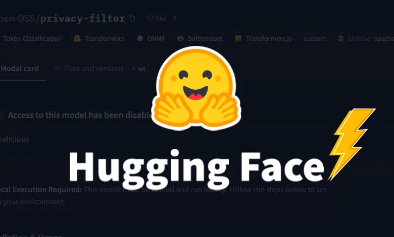 Hugging Face model flagged as malicious with access disabled.