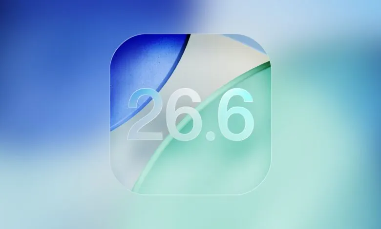 Glass-like app icon with '26.6' on a blue and green background.