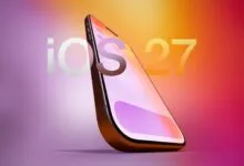 iPhone displaying iOS 27 against a vibrant gradient background.