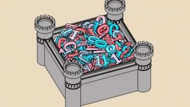 Castle filled with pink and blue numbers and symbols.