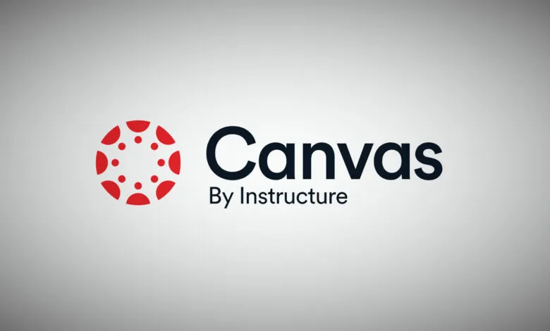 Canvas by Instructure logo with red circle and black text on gray background.