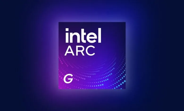 Intel Arc G Series logo on a gradient blue and purple background.