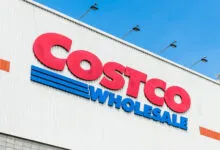 Costco Wholesale building exterior with large red and blue logo.