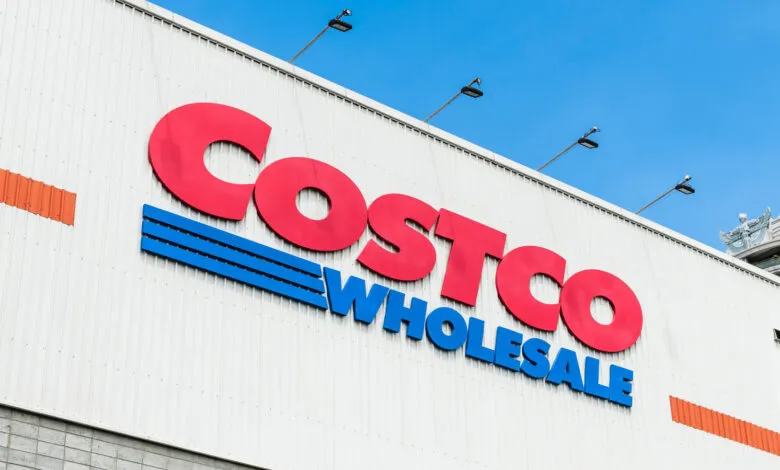 Costco Wholesale building exterior with large red and blue logo.