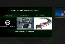 Xbox next generation showcase featuring console, handheld, and accessories.
