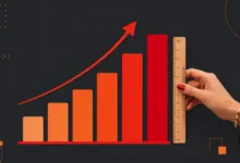 Bar graph showing growth with a ruler measuring the highest bar.