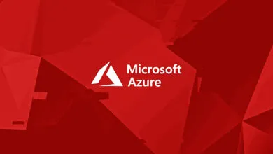Microsoft Azure logo in white against a red geometric background.