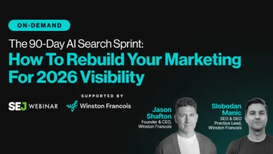 90-Day AI Search Sprint webinar featuring Jason Shafton and Slobodan Manic.