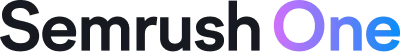 Semrush One logo with gradient colors on a dark background.