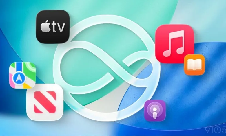 Apple services icons: TV, Music, Maps, News, Books, Podcasts.
