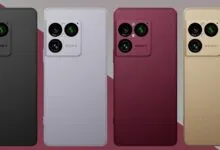 Four Sony Xperia phones in black, silver, red, and gold showing camera array.