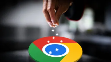 Hand sprinkling sparkles onto the Google Chrome logo, implying enhancement.