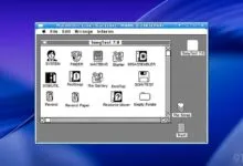 Vintage Macintosh 128k desktop interface running in MAME emulator.