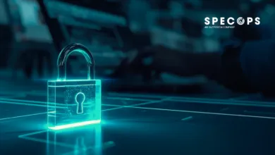 Glowing padlock with digital pattern, representing cybersecurity.