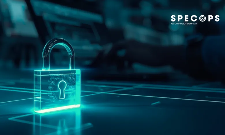 Glowing padlock with digital pattern, representing cybersecurity.