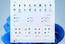 Windows 11 start menu showing pinned and recent apps, and user profile.