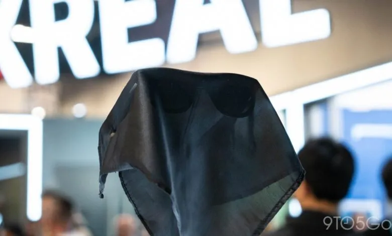 XREAL AR glasses are veiled in black cloth, hinting at a new product.