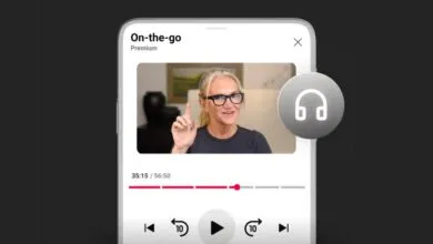 Smartphone displaying YouTube's 'On-the-go' mode with a woman visible.