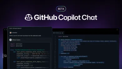 GitHub Copilot Chat interface showing code and chat window.