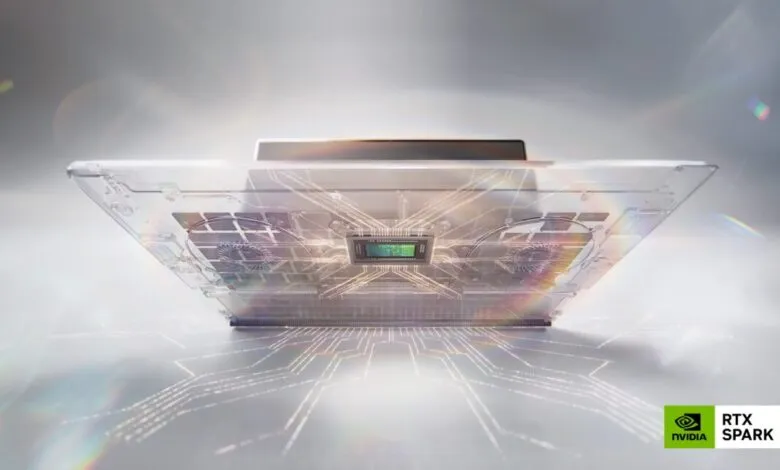 NVIDIA RTX Spark GPU with transparent casing, showing internal components.