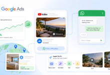 Google Ads interface showing Demand Gen AI tools, YouTube ads, and WhatsApp integration features.