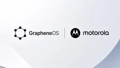 GrapheneOS and Motorola logos displayed side by side on a minimalist white and gray background.