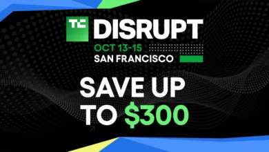TechCrunch Disrupt San Francisco promotional banner announcing savings up to $300.